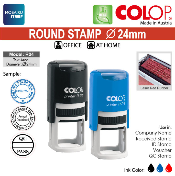 COLOP Round R24 Rubber Stamp Customized Text - Self Inking Printer Company  Stamp [Office, Schools, Hospital] | Lazada