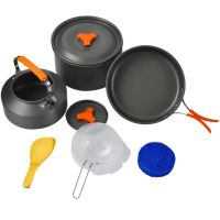 Outdoor Aluminum Camping Cookware Mess Kit, Folding Camping Teapot and Pan for Camping, Backpacking, Picnic