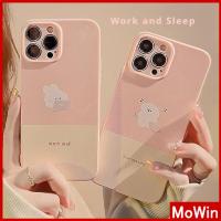 Mowin - เข้ากันได้สำหรับ เคสไอโฟน เคสไอโฟน11 เคส iphone 11 สำหรับ  14 Pro Max เคส  สีชมพูเคลือบเงา TPU เคสอ่อนกันกระแทกฝาครอบกล้องป้องกันหมีน่ารักเข้ากันได้กับ  13 Pro max 12 Pro Max 11 xr xs max 7Plus 8Plus