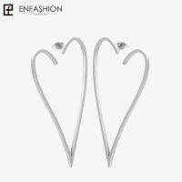 Enfashion Jewelry Geometric Big Heart Earrings Gold color Stainless steel Long Drop Earrings For Women Earings EB171037