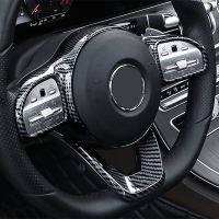 2PCS Car Steering Wheel Button Frame Sticker Trim for Benz W177 W205 W213 Sport Edition 2019-2020