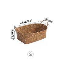 Seagrass Basket Woven Storage Baskets with Handle Hand-woven Home Organzier Large Ins Sundries Snack Fruit Storag Basket Decor