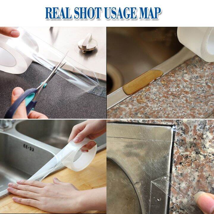 kitchen-sink-waterproof-mildew-nano-tape-transparent-tape-bathroom-toilet-crevice-strip-self-adhesive-pool-water-seal-nano-tape