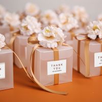 10 Pcs PVC candy box creative wedding companion gift Champagne Simulation Flower Square Candy Box Wholesale Storage Boxes