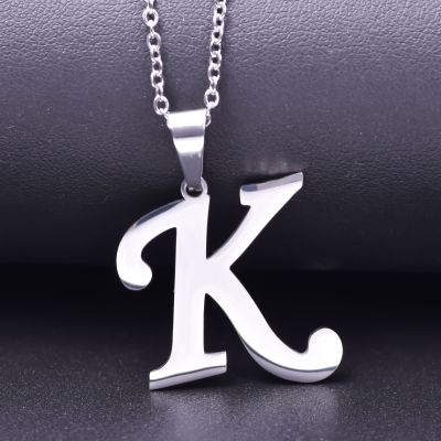 【CW】26 Letters Necklace Stainless Steel Initial Necklaces For Women Men Pendant Big Alphabet Chain On The Neck Choker Cadenas Hombre