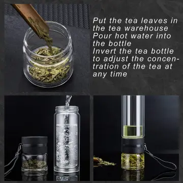 Double Wall Glass Tea Infuser Bottle Tea Tumbler With Infuser Portable Tea  Bottle For Loose Tea Travel Tea Mug With Strainer Dual-use Tea Cup
