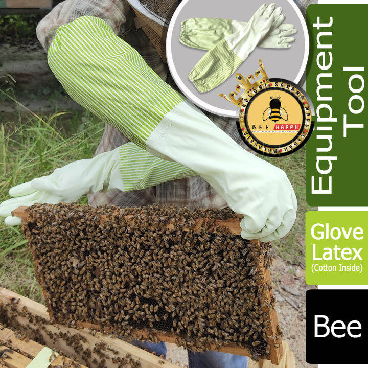 Glove Latex Plus Cotton Velvet Lining Inside Beekeeping Beehive Manual Bee Kit Tool Apiculture