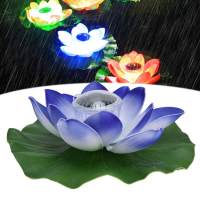 Solar Lotus Light Waterproof LED Powered Floating Lotus Light สำหรับตกแต่งสวนกลางแจ้ง