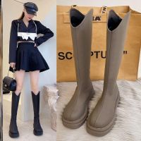 Long boots womens over-the-knee high-top knight boots chunky heel leather boots rear zipper chunky heel martin boots长靴女过膝高筒骑士靴粗跟皮靴后拉链粗跟马丁靴