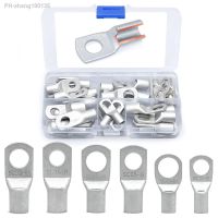 30 Piece Tinned Copper Wire Lug Kit - Battery Lug - Crimp Battery Cable End - Ring Terminal - 6-2 Gauge