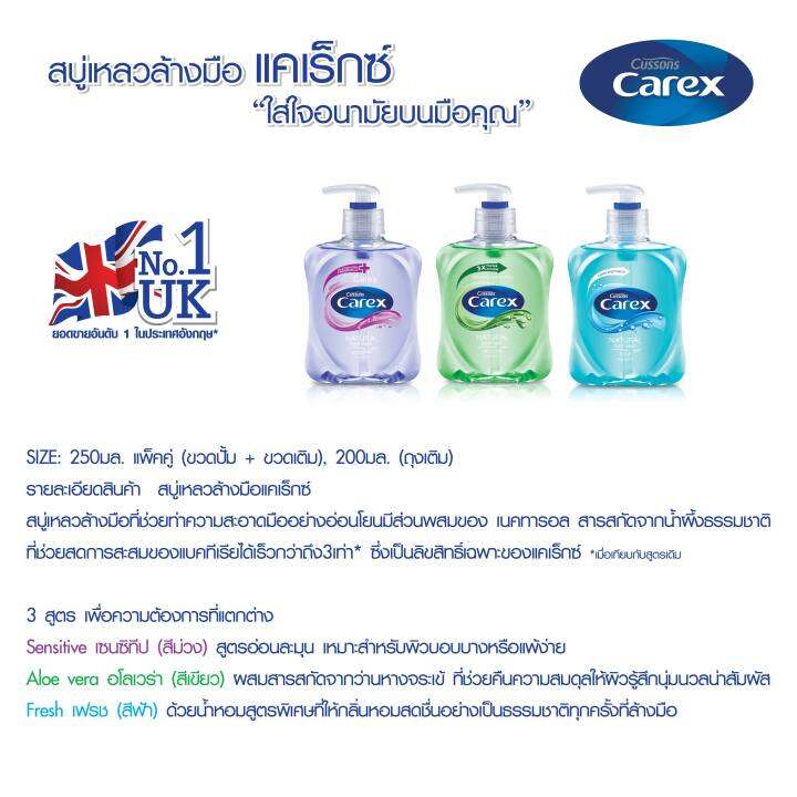 carex-natural-antibacteria-hand-wash-aloe-vera-น้ำยาล้างมือแคเร็กซ์-สีเขียว-250-มล-แพ็คคู่-x-3