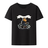 Funny Cool Bear Riding Motorcycle Cartoon Graphic T Shirts Men Women Hip-hop Hipster Streetwear Comfortable Creative Gift Tops