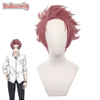 Bubuwig Synthetic Hair Sae Itoshi Cosplay Wigs Anime BLUE LOCK Sae Itoshi 30Cm Short Straight Hot Pink Men Wig Heat Resistant