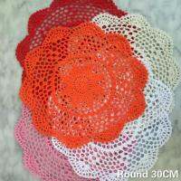 【CW】 30CM Round Pastoral Cotton Crochet Flowers Table Coaster Mantel Placemats Wedding Banquet