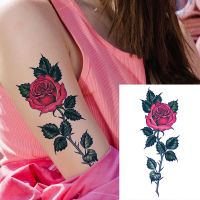 Half Arm Colorful Rose Flower Temporary Tattoo Sticker Women Body Arm Leg Art Fake Tattoo Waterproof Lasting 2-5 Days Stickers