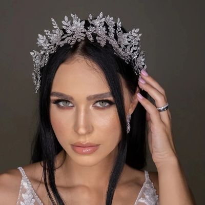❦ Leaf Headband Baroque Bridal Hairband Tiara Crystal for Women Wedding Rhinestone Flower Headpiece Flower Girl Hair Accessories