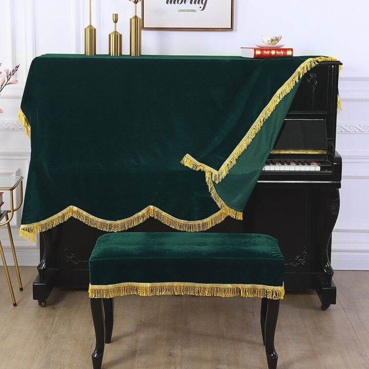 new-red-and-green-classical-velvet-piano-cover-simple-thickened-half-cover-fabric-piano-top-piano-bench-dust-cover