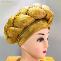 ✣◊ Hot Sale African Gele Turban Cap Hijab Caps Aso Oke Headtie Already Made Gele Muslim Scarf Head Wrap Women Hat Auto Headtie 1Set