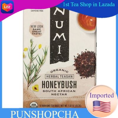 Numi Tea, Organic Herbal Teasan, Honeybush, Caffeine Free, 18 Tea Bags​ ชาสมุนไพร​ ชาเพื่อสุขภาพ💚พร้อมส่ง💜
