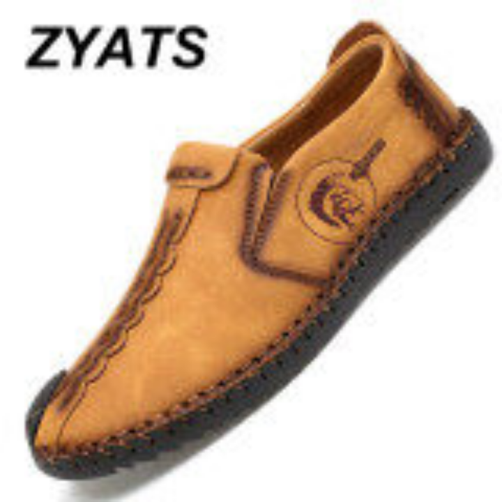 zyats-รองเท้าผู้ชายหนังส้นเตี้ยรองเท้ารองเท้าโลฟเฟอร์ลำลองรองเท้าสลิปออนขนาดใหญ่38-46สีเหลือง