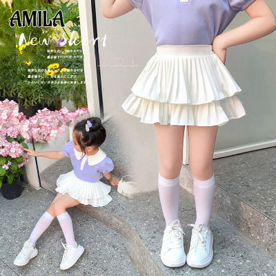 ชุดเค้กเด็กผู้หญิง AMILA กระโปรงฟูฟ่องกระโปรงสั้นสีขาวสไตล์เจ้าหญิง