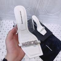 Spring and summer alexanderwangˉ 2022 one word diamond low heel slippers with letters thin heel square toe open toe sandals