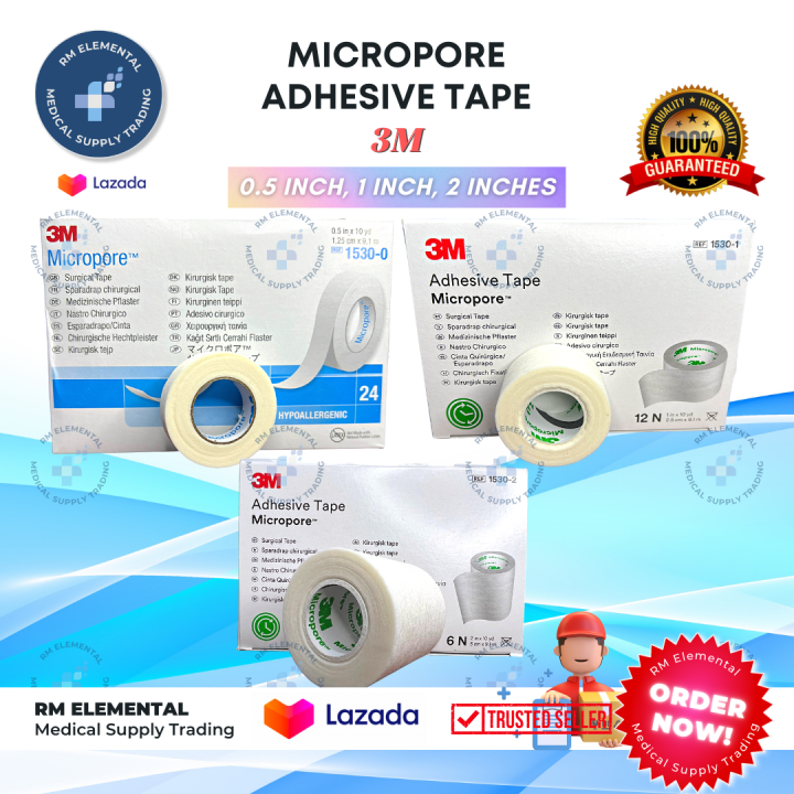 3M Micropore Adhesive Surgical Tape 0.5 inch, 1 inch, 2 inch PER PIECE