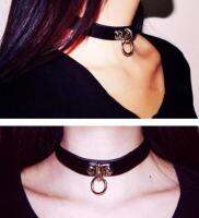 สร้อยโชคเกอร์เกาหลี สร้อยคอแฟชั่น Choker สายเป็นแบบหนัง PU แข็งแรง พร้อมห่วง ไม่ใช่แบบแปะ เป็นเข็มขัด สร้อยคอปรับขนาดได้ รุ่น ES-19