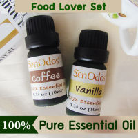 SenOdos น้ำมันหอมระเหย  Foodie Set  100% Pure Essential Oils Undiluted Therapeutic Grade 10ml (2 bottles)  (Coffee,Vanilla)