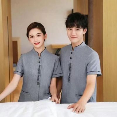 ❐◆♨ Hotel room attendant short-sleeved summer clothing property cleaner overalls long-sleeved PA aunt cleaning clothing