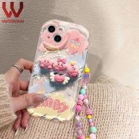 DIY เคสโทรศัพท์ลายหมีของเล่นรูปตุ๊กตาคลื่นรูปการ์ตูน3D น่ารักสำหรับ VIVO V15 V15 PRO V20 V23E V23 5กรัม V27 V29 V25E V25 V27E พร้อมลูกอมสร้อยข้อมือไข่มุกปลอกหลังซิลิโคนนิ่ม