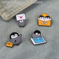 Penguin Envelope Couple Penguin Enamel Pin Wholesale Children 39;s Animal Brooch Lapel Badge Cartoon Book Jewelry Gift for Friends