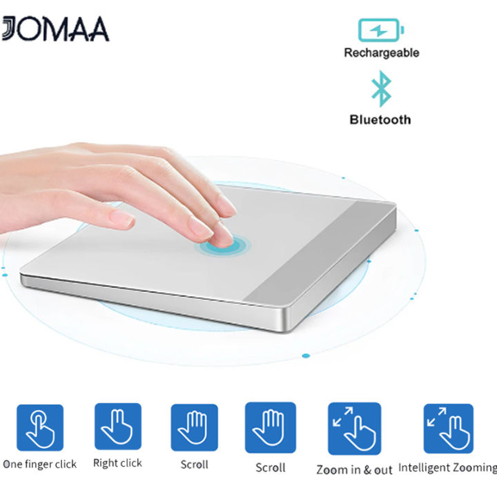 JOMAA Bluetooth High Precision Trackpad Rechargeable MultiGesture Wireless Touchpad Ultra Slim