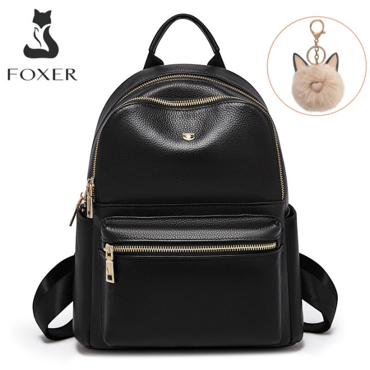 foxer-ใหม่หนังกระเป๋านักเรียนเรียบง่ายความบันเทิงขนาดใหญ่สุภาพสตรีกระเป๋าสะพายเดินทางคุณภาพสูงสุภาพสตรีสุภาพสตรีกระเป๋าสะพายไหล่