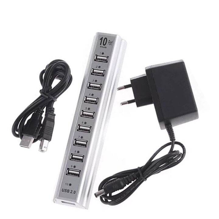 10พอร์ตแป้นพิมพ์-usb-2-0-splitter-hub-พร้อมที่ชาร์จโทรศัพท์มือถือคอมพิวเตอร์อะแดปเตอร์ไฟฟ้าหัวปลั๊ก-eu-อุปกรณ์อิเล็กทรอนิกส์