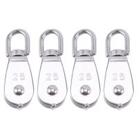 4Pcs 25MM Single Pulley Block in 304 Stainless Steel M25 Pulley Roller Loading 400Kg - Silver