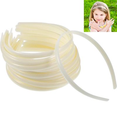 【YF】 10Pcs White Hair Band Headband Fashion Plain Lady Plastic No Teeth Tool for Adult Kids  Girls Hoop