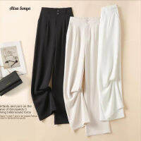 Liays.a กางเกงขากว้างเอวสูงสีขาวสำหรับผู้หญิง Summer Business CAL Crop Dress pants stretch Pull ON capriss