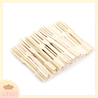 ? LECHU? 80PCS ไม้ไผ่ทิ้งผลไม้ไม้ส้อมขนมจานบนโต๊ะอาหารตกแต่งปาร์ตี้