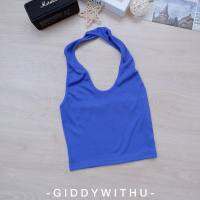 เสื้อครอปคล้องคอ ผ้าร่องหนา ใส่แล้วขัดผิวมากกกกกก แนะนำเลยค่า งานป้าย **giddywithu