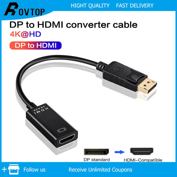 Rovtop 25CM Gold-plated 4K 1080P DisplayPort DP Male to HDMI Female ...