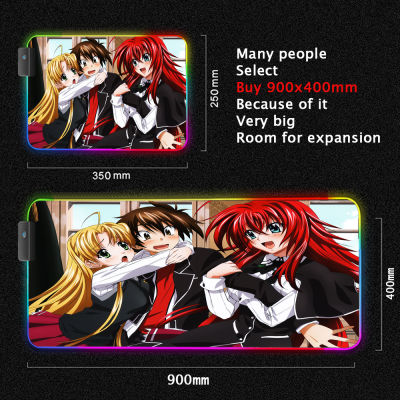 Anime Highschool Dxd Rias Gremory RGB Colorful LED Lighting Light Gaming Mouse Pad Soft Large Computer Game Mousepad Desk Mat