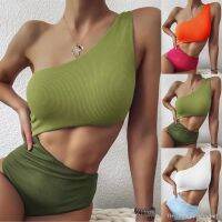 ▼ Maiô de peça para mulheres cor sólida impressão push up monokini estilo brasileiro moda