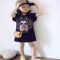 BOBORA Summer Casual Baby Girls Cartoon Print Short Sleeve T-shirt Dress Kids Toddler Sundress