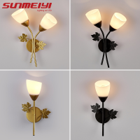 Vintage แบ็คดรอปเป่าลม LED โคมไฟแก้วใส่ดอกไม้โคมไฟติดผนังข้างเตียงติดตั้ง Modern Wall Sconce โคมไฟสำหรับห้องนั่งเล่นระเบียงห้องนอน