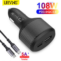 URVNS USB C ที่ชาร์จในรถยนต์ 108W พร้อมพอร์ต PD3.0 PPS 90W และ 18W QC3.0 อะแดปเตอร์ชาร์จเร็ว 2 พอร์ตสําหรับ MacBook Samsung iPhone