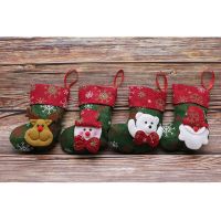 Green Red Snowman Non-woven Fabrics Gift Bag Small Santa Bear Christmas Stocking Noel Christmas Decorations Socks Tights