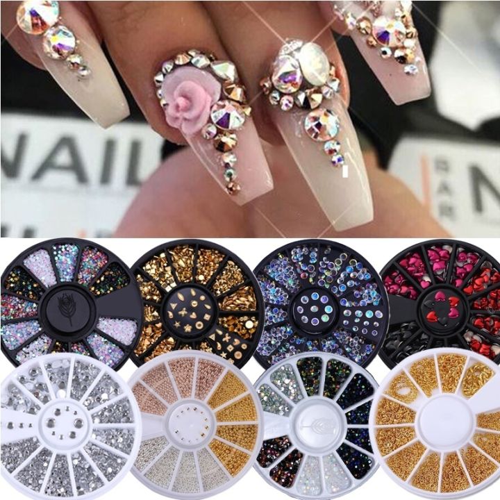1 Box Mix Sizes Crystal Glass Nails Art Rhinestones For 3D Nail Art  Decoration Gems Crystals Accessories | Lazada