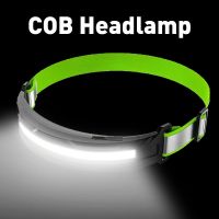 COB Headlamp High Powerful Headlight USB Rechargeable LED Flashlight Head Light Strip with Reflective Band Outdoor Work Light