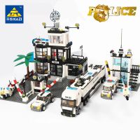 City Police Station Truck Technical Car Helicopter Boat Prison House SWAT Team Policeman Prisoner Figures Building Blocks Toys